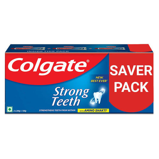 Colgate Strong Teeth Anticavity Toothpaste with Amino Shakti - 500gm (200gm - Pack of 2 with 100gm Free)