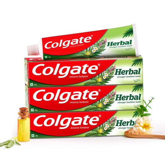 Colgate Herbal Toothpaste, 600g (200g x 3), With Goodness of Natural Ingredients for Healthy Teeth, Anticavity, strong teeth
