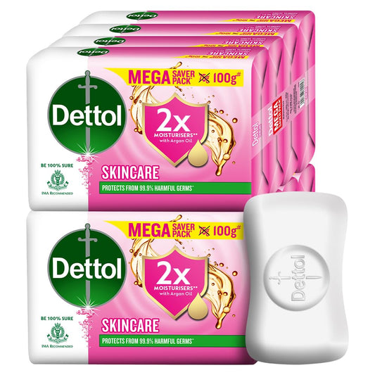 Dettol Skincare Moisturizing Beauty Bathing Soap Bar with Argan Oil- 100gm, Pack of 8 | Softer Skin, (800gm)