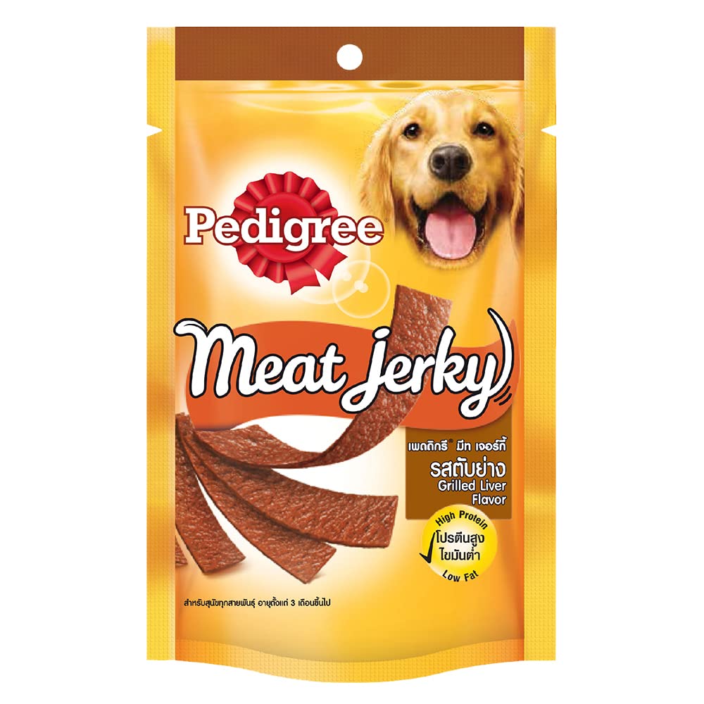 Pedigree Meat Jerky Adult Dog Treat , Grilled Liver, 80G Pouch, 1 Count