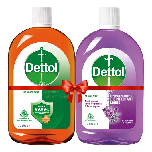 Dettol Antiseptic Disinfectant liquid for First aid, 1L and Dettol Liquid Disinfectant for Personal Hygiene (Lavender Blossom , 1L)
