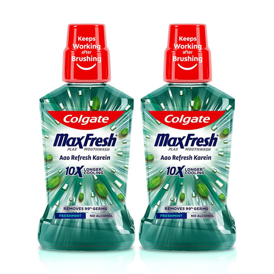 Colgate Plax Fresh Mint Mouthwash, 0% Alcohol - 250 ml (Pack of 2)