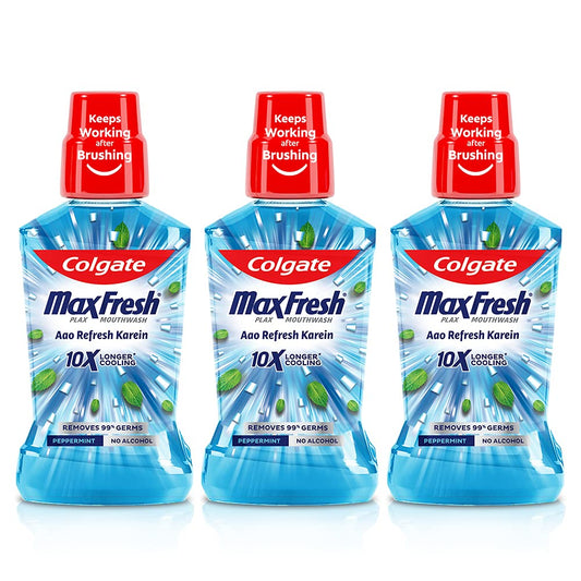 Colgate Maxfresh Plax Mouthwash,- Peppermint, 750ml (250ml x 3) (Pack of 3),