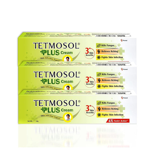 Tetmosol Plus Cream - topical antifungal cream - kills fungus, relieves itching, fights skin infections - Pack of 3 (3 x 10g)