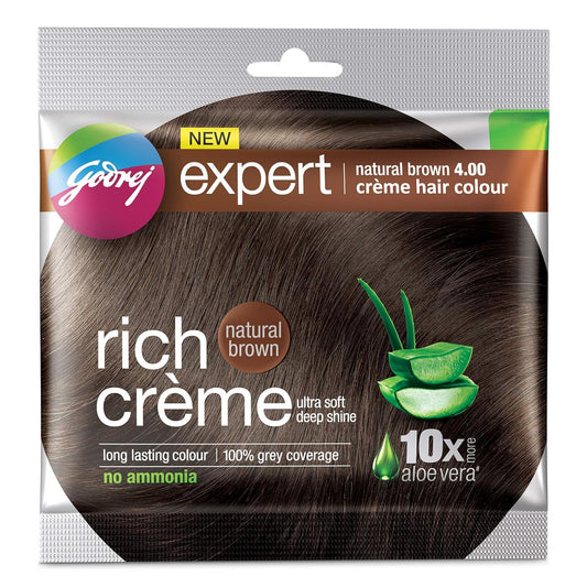 Godrej Expert Rich Crème Hair Colour (Single Use) – Shade 4 NATURAL BROWN