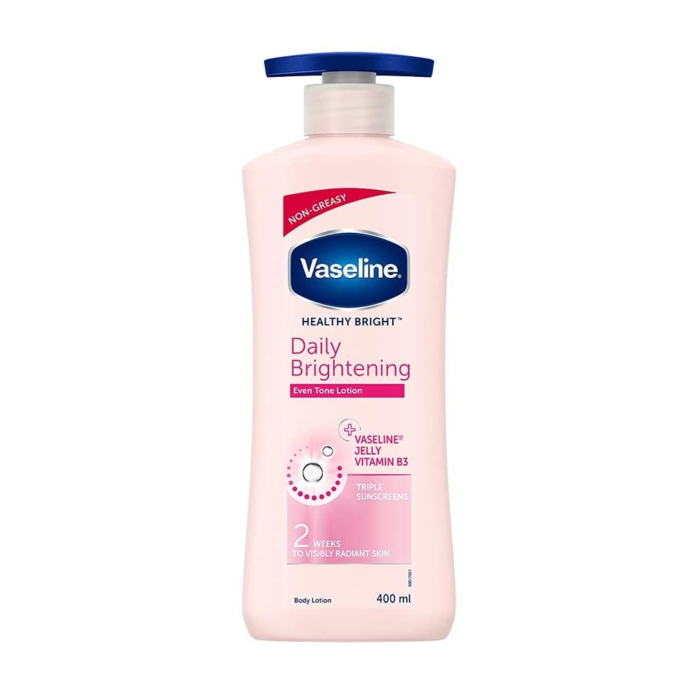 Vaseline Healthy Bright Body Lotion 400Ml, Daily Brightening Body Moisturizer With Sunscreen For Dry Skin, Lotion For Non-Greasy Glowing Skin