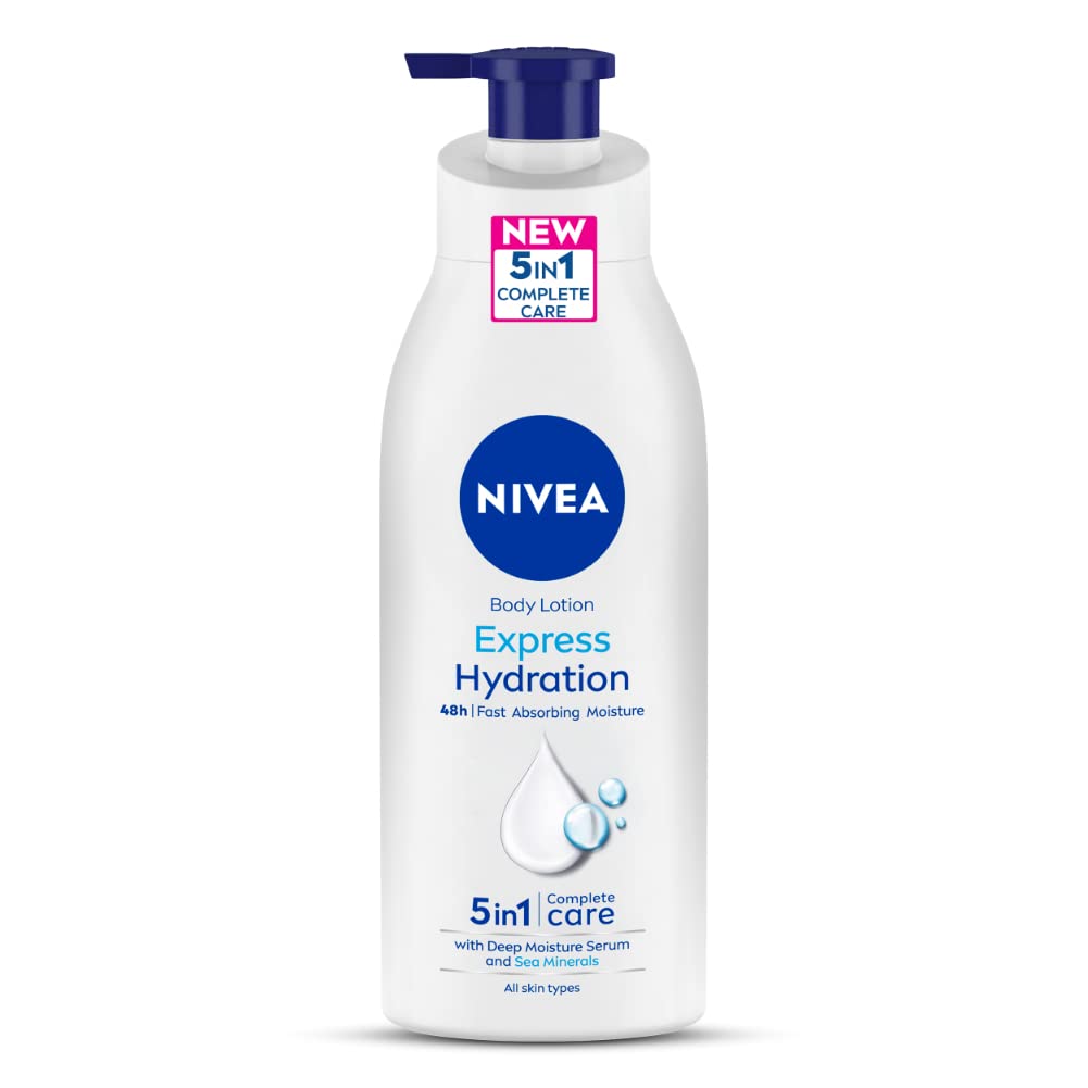 NIVEA Express Hydration 400ml Body Lotion | 48 H Moisturization & Hydration for Summer | Goodness of Sea Minerals & Deep Moisture Serum | Non Greasy & Healthy Looking Skin |For All Skin Types