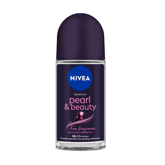 NIVEA महिलाओं के लिए डिओडोरेंट रोल ऑन पर्ल और ब्यूटी फाइन खुशबू 50 ml | सुगंधित चिकनी और सुंदर अंडरआर्म त्वचा के लिए