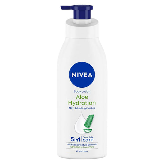 NIVEA एलो हाइड्रेशन बॉडी लोशन 200 ml| 48 एच मॉइस्चराइजेशन | ताज़ा हाइड्रेशन | नॉन स्टिकी फील | गर्मियों में तुरंत जलयोजन के लिए एलोवेरा की अच्छाइयों के साथ | पुरुषों और महिलाओं के लिए