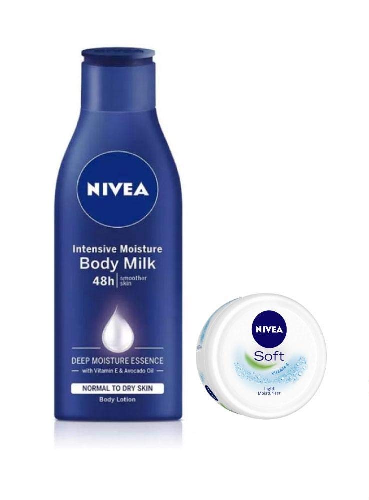 Nivea नॉरिशिंग लोशन बॉडी मिल्क- 200ml + NIVEA सॉफ्ट लाइट मॉइस्चराइज़र विटामिन E के साथ- 50ml- 2 का पैक