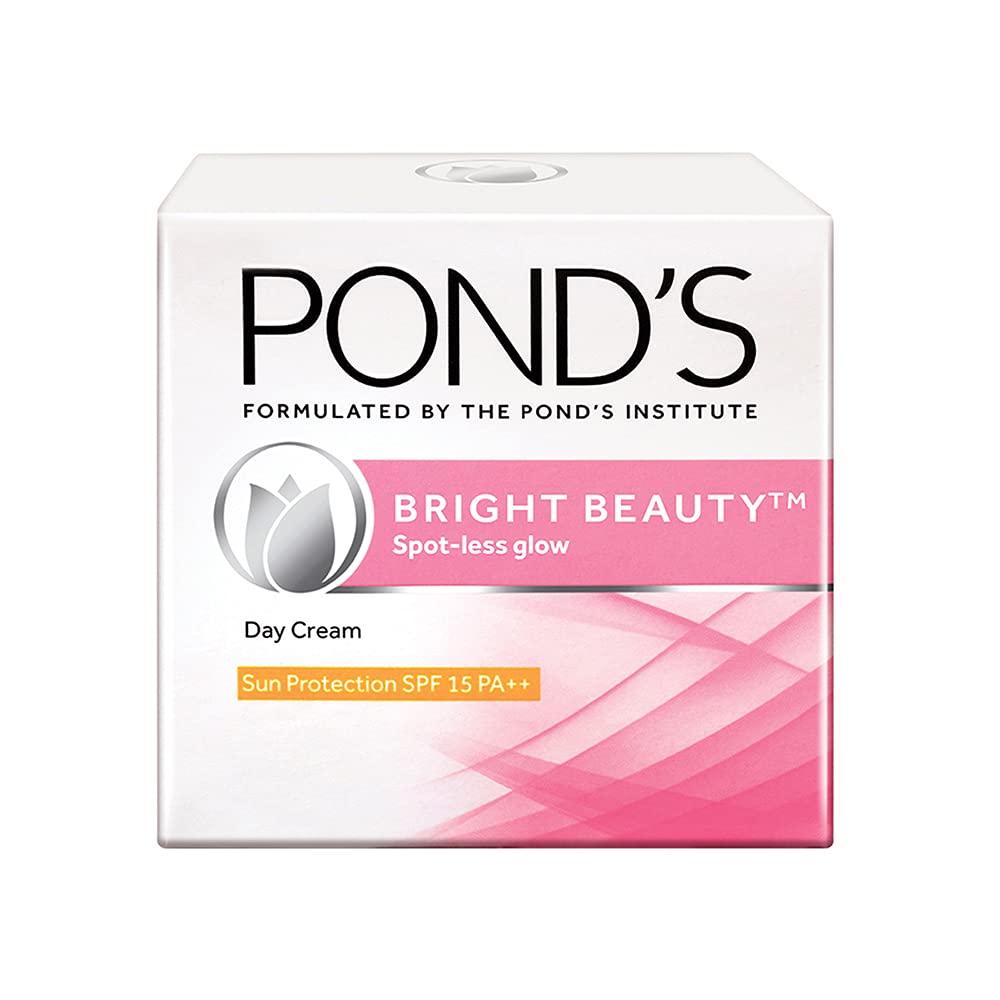 Pond'S Bright Beauty Spf 15 Day Cream 50 G, Non-Oily, Mattifying Daily Face Moisturizer - With Niacinamide To Lighten Dark Spots For Glowing Skin