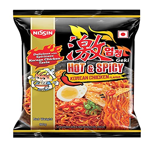 Nissin Hot & Spicy Korean Chicken Flavour Pouch, 80 Grams