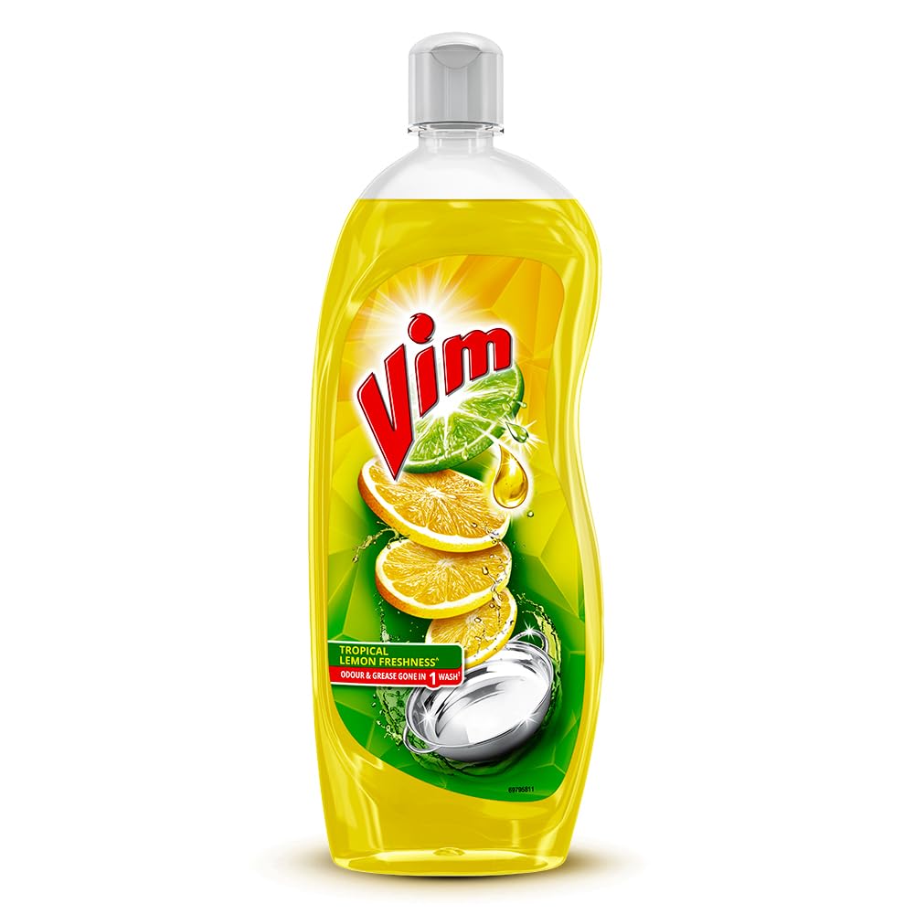 Vim Dishwash Liquid Gel Lemon, With Lemon Fragrance, Leaves No Residue, Grease Cleaner For All Utensils, 750 Ml Bottle