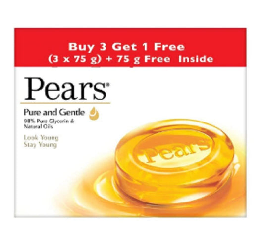 Pears Pack Of 4 Pure & Gentle Bathing Bars 75 Gram Pack of 4