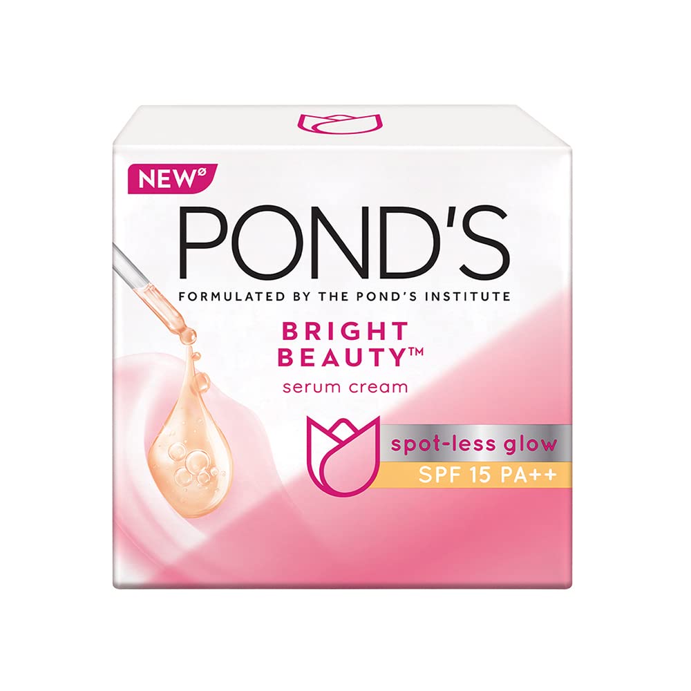 POND'S Bright Beauty Day Cream 35 g, Non-Oily, Mattifying Daily Face Moisturizer, SPF 15 - With Niacinamide to Lighten Dark Spots for Glowing Skin