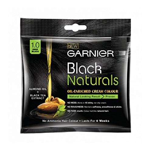 Garnier Black Natural 1.0 Deep Black Oil- Enriched Cream Colour 20Ml Pack Of 2, Deep Black