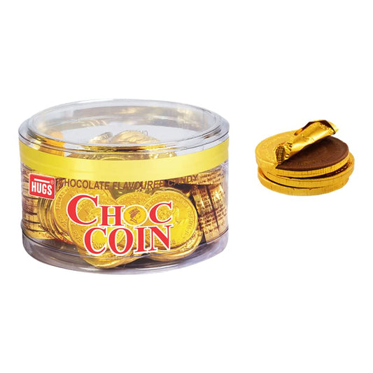 Hugs Choc Coin - Milk Chocolate Gold Coins (75 Pcs In Jar)