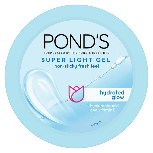 Pond'S Super Light Gel, Oil-Free Moisturizer, 200G, For Hydrated, Glowing Skin, With Hyaluronic Acid & Vitamin E, 24Hr Hydration, Non-Sticky, Spreads Easily & Instantly Absorbs