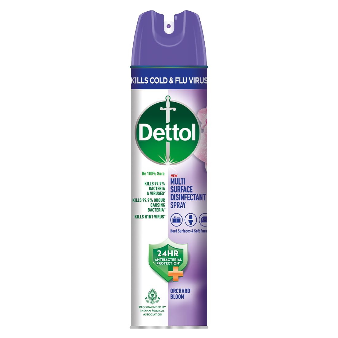 Dettol Multi-Surface Disinfectant Sanitizer Spray Bottle | 24 Hours Protection| Germ Kill On Hard And Soft Surfaces (Orchard Bloom, 225Ml)