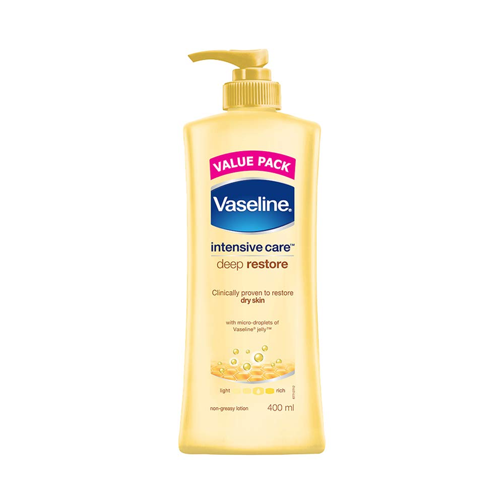 Vaseline Intensive Care Deep Restore Body Lotion, Long Lasting Moisturisation For Healthy, Glowing Skin, 400 Ml