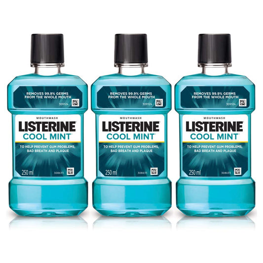 Listerine Cool Mint Mouthwash Liquid, Removes 99.9% Germs, 250Ml Combo Pack Of 3 (Buy 2 Get 1 Free)