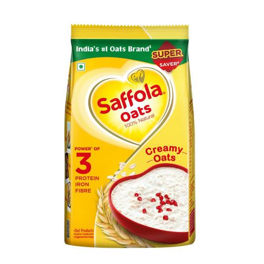 Saffola Oats | Rolled Oats | Delicious Creamy Oats | 100% Natural | High Protein & Fibre | Healthy Cereal For Weight Loss | 500G