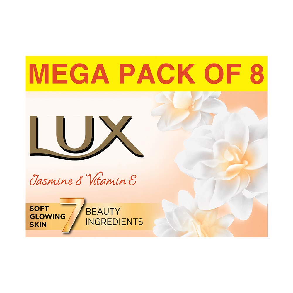 Lux Jasmine & Vitamin E Beauty Soap Bar For Glowing Skin Combo Offer Pack 8x150 g