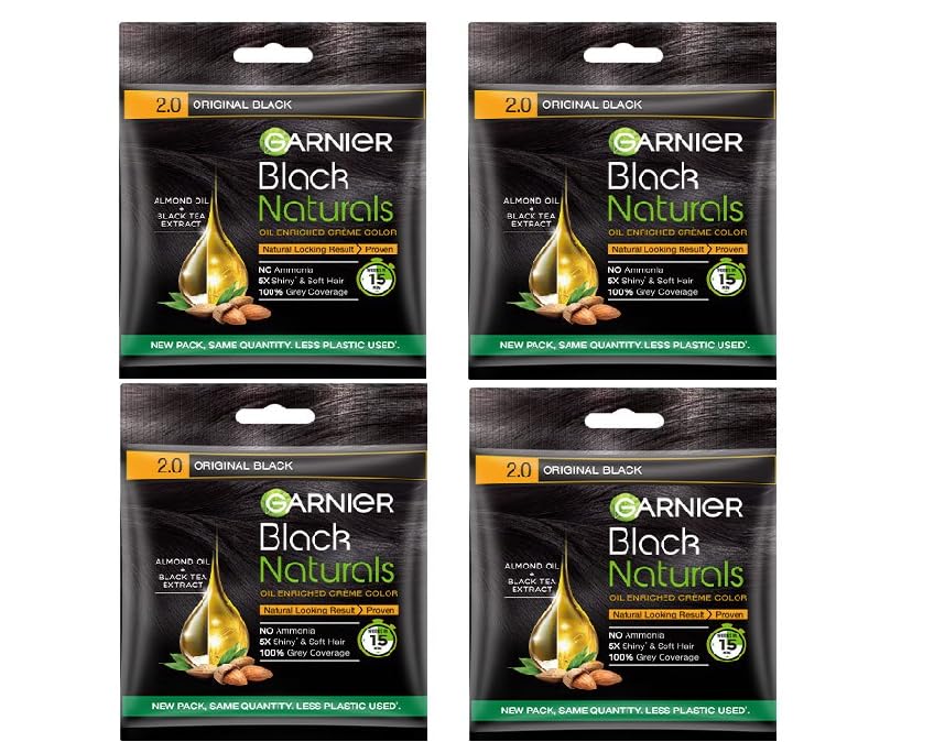 Garnier Black Natural Hair Color Original Black- 2.0 (Pack Of-8)