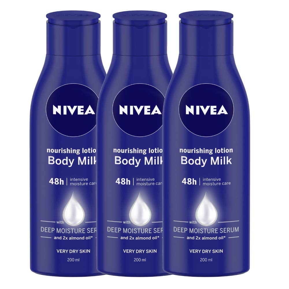 Nivea Nourishing Lotion Body Milk, 200ml (Pack of 3), Dry Skin