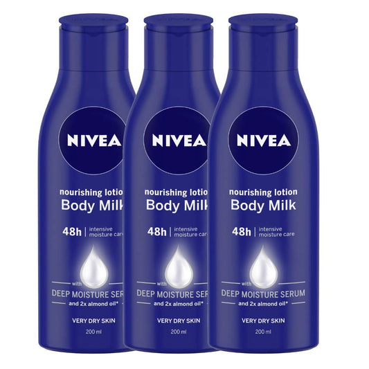 Nivea Nourishing Lotion Body Milk, 200Ml (Pack Of 3), Dry Skin