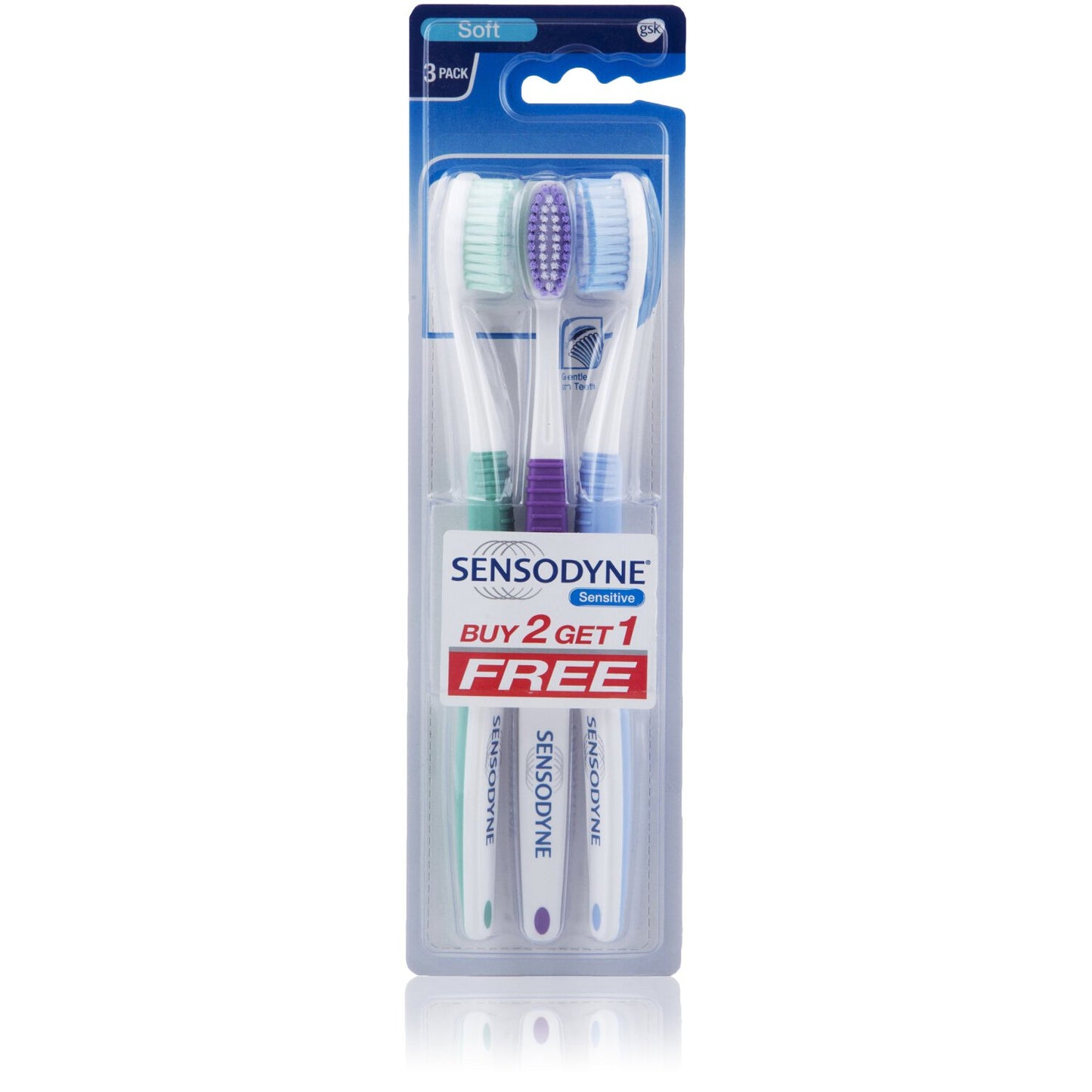 Sensodyne Toothbrush for adults,Manual- Sensitive (White,Buy 2 Get 1 Free) Pack