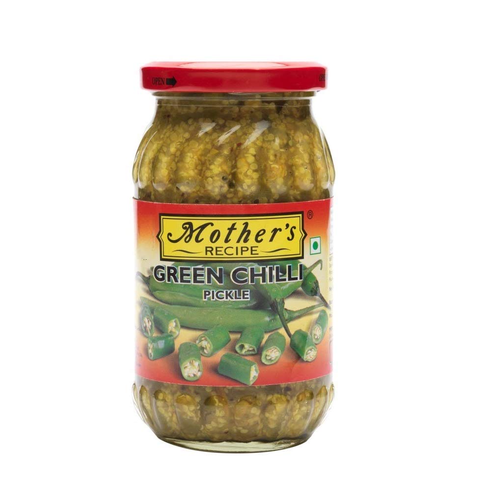 Mothers Recipe Green Chilli Pickle Bottle, 400 g