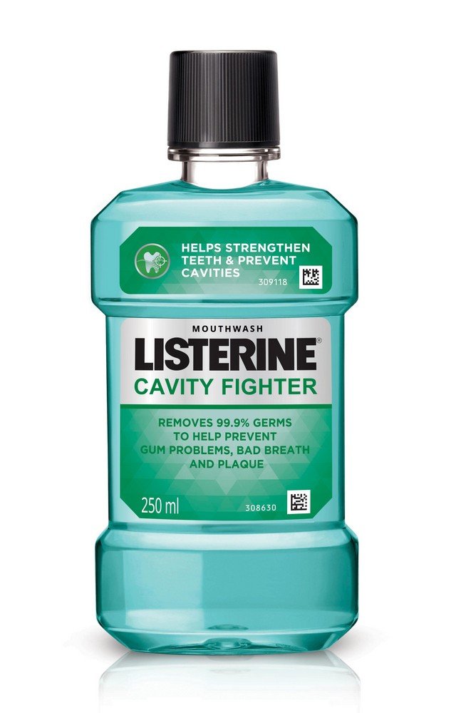 Listerine Cavity Fighter Mouthwash Liquid, Removes 99.9% Germs, Prevents Cavities, 250Ml