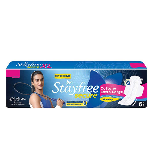 Stayfree Secure Dry Cover With Wings - Pack Of 6 (Extra Large)