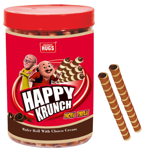 Hugs Happy Krunch - Chocolate Wafer Rolls | Chocolate Wafer Sticks (60 Pcs)