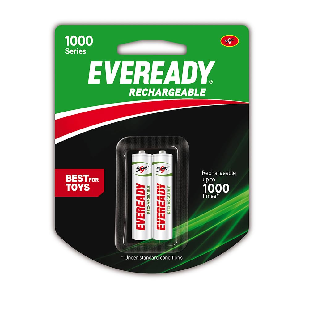 Eveready Aaa Rechargeable Battery | 1000 Series | Pack Of 2 | Durable & Cost Effective | Low Discharge Mechanism | Ideal For High Drain Devices | 1.2V | India’S No.1 Battery Brand