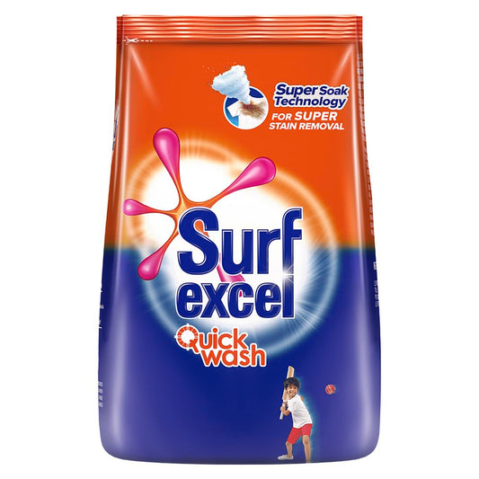 Surf Excel Quick Wash Detergent Powder 1 Kg, Washing Powder With Lemon & Bleach To Remove Tough Stains On Clothes - Bucket & Machine Wash, 1 Count