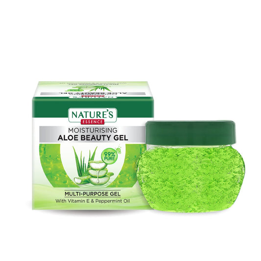 Nature'S Essence Moisturising Aloe Beauty Gel With Vitamin E And Peppermint Oil | Multipurpose Gel | 99% Pure Aloe Vera Extracts | For All Skin Types, 100G