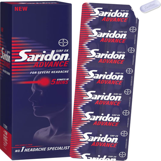 Saridon Advance Tablet For 5 In 1 Pain Relief, Pack Of 8 Strips Of 10 Tablets