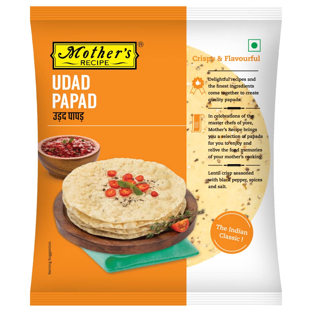 Mother'S Recipe Udad Papad 5" Pouch, 180 G