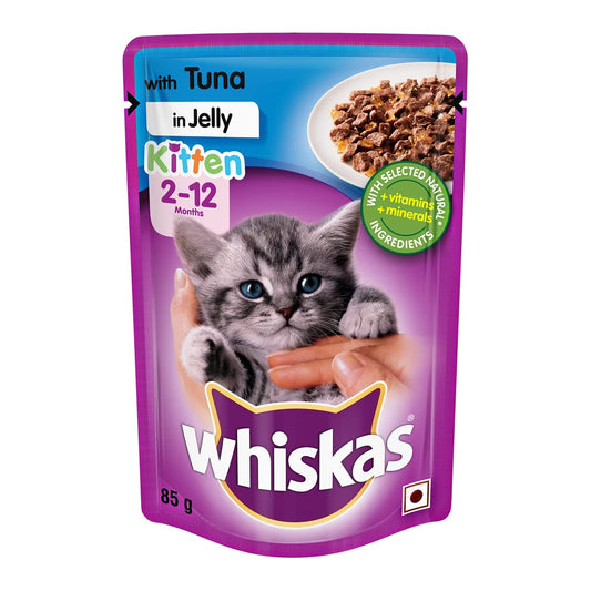 Whiskas Wet Food For Kittens (2-12 Months), Tuna In Jelly Flavour, 85G Pouch, 1 Count