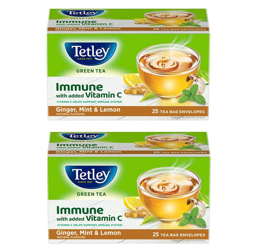 Tetley Green Tea Bags, Ginger Mint Lemon (50 Tea Bags), 75 Grams, Pack Of 1