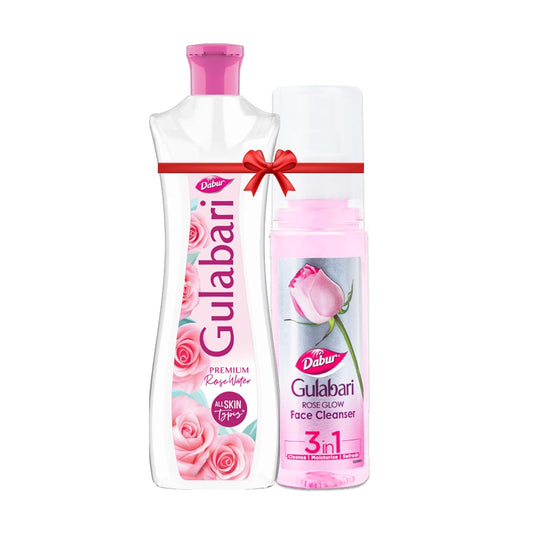 Dabur Gulabari Premium Rose Water - 400Ml + Dabur Gulabari Rose Glow Face Cleanser - 100Ml | For All Skin Types | Cleaner, Balanced & Hydrated Skin