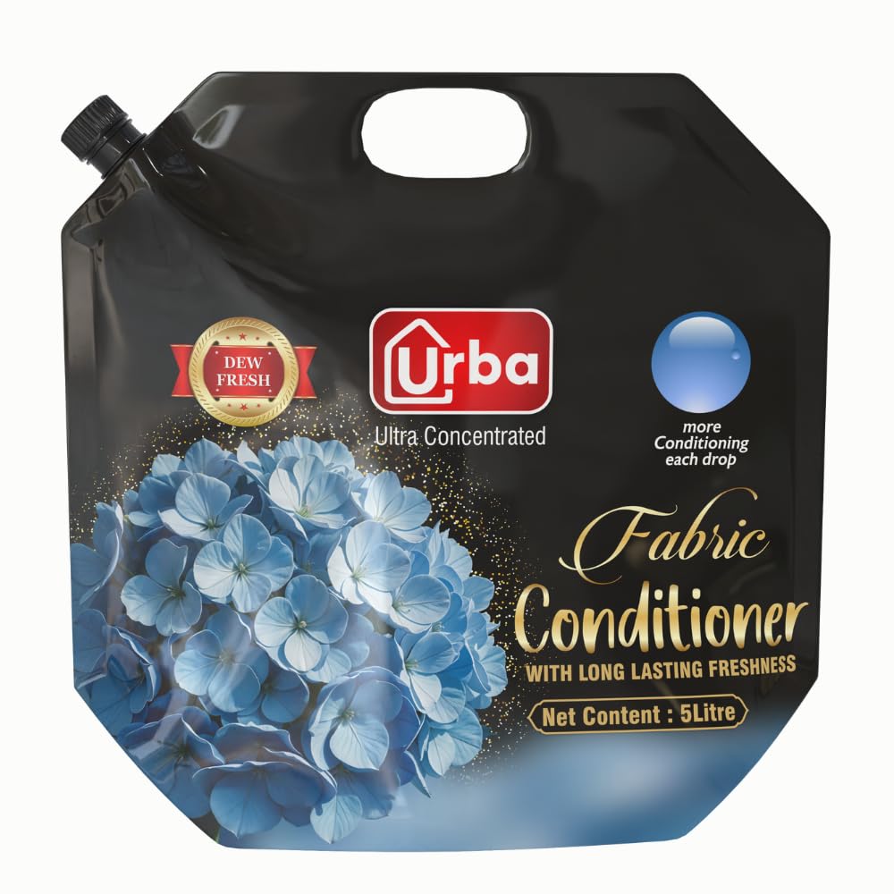 Urba Ultra Concentrated Fabric Conditioner (Fabric Softener), 5 Litre, Dew Fresh,