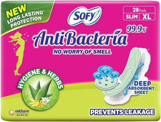 Sofy Anti Bacteria Extra Long Sanitary Pads, X-Large, Pack of 28