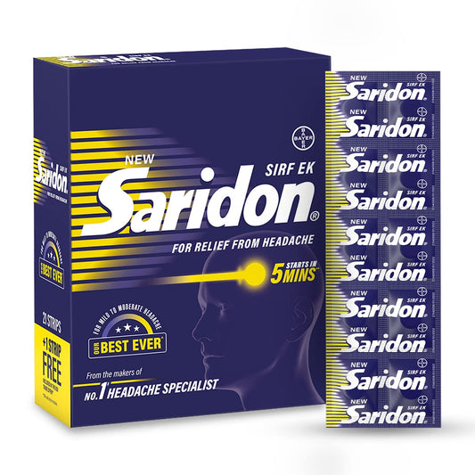 Saridon Quick Relief Tablets, Pack Of 8 Strips Of 10 Tablets, 80 Tablets