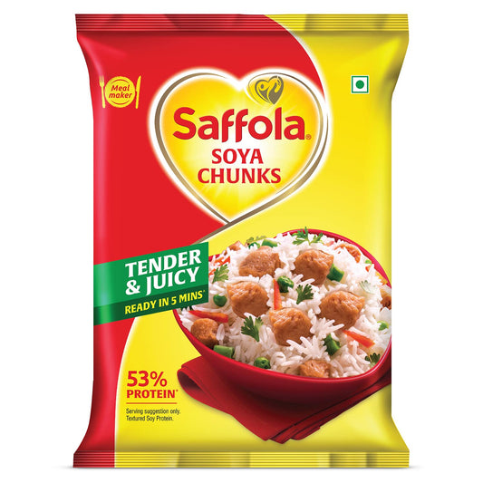 Saffola Soya Chunks, Tender & Juicy, 53% Protein, 1Kg