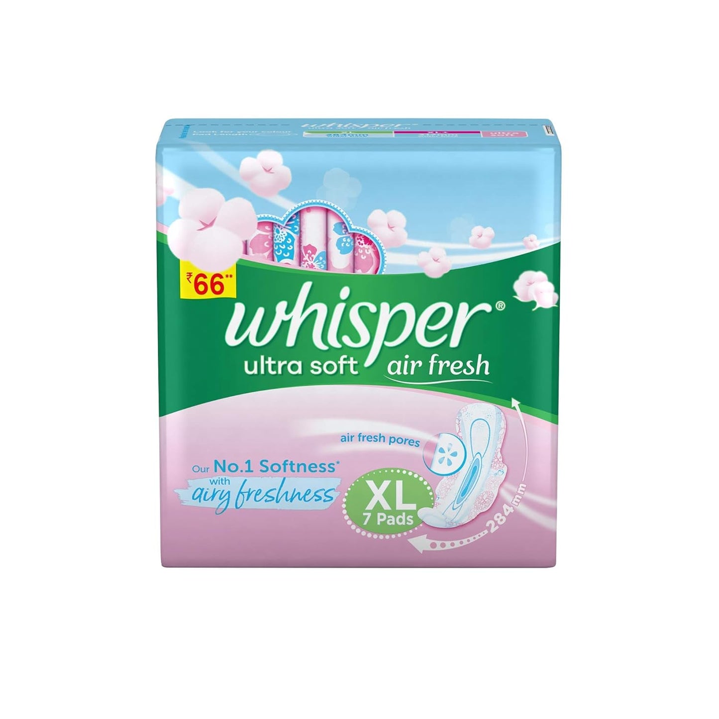 Whisper Ultra Soft Sanitary Pads for Women, XL 7 Napkins