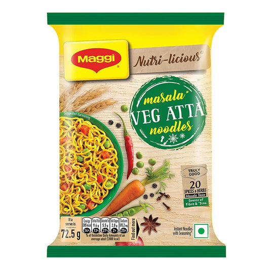 Maggi Nutri-Licious Masala Veg Atta Noodles, 72.5 Grams[Pack Of 6]