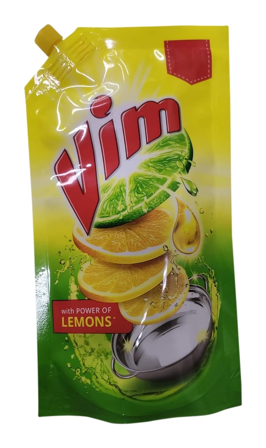 Vim Dishwash Liquid Lemon 120 ml Pouch.